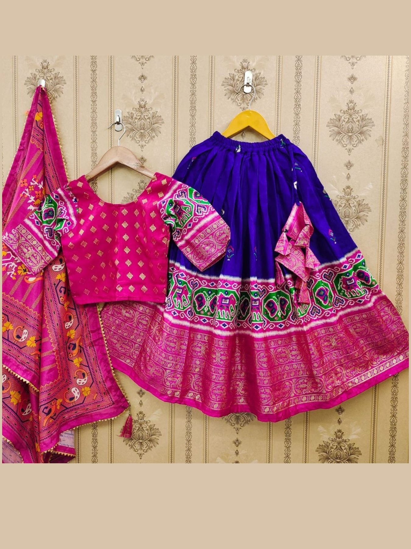 Buy Rama Pure Georgette Thread Work Kids Lehenga Choli Online