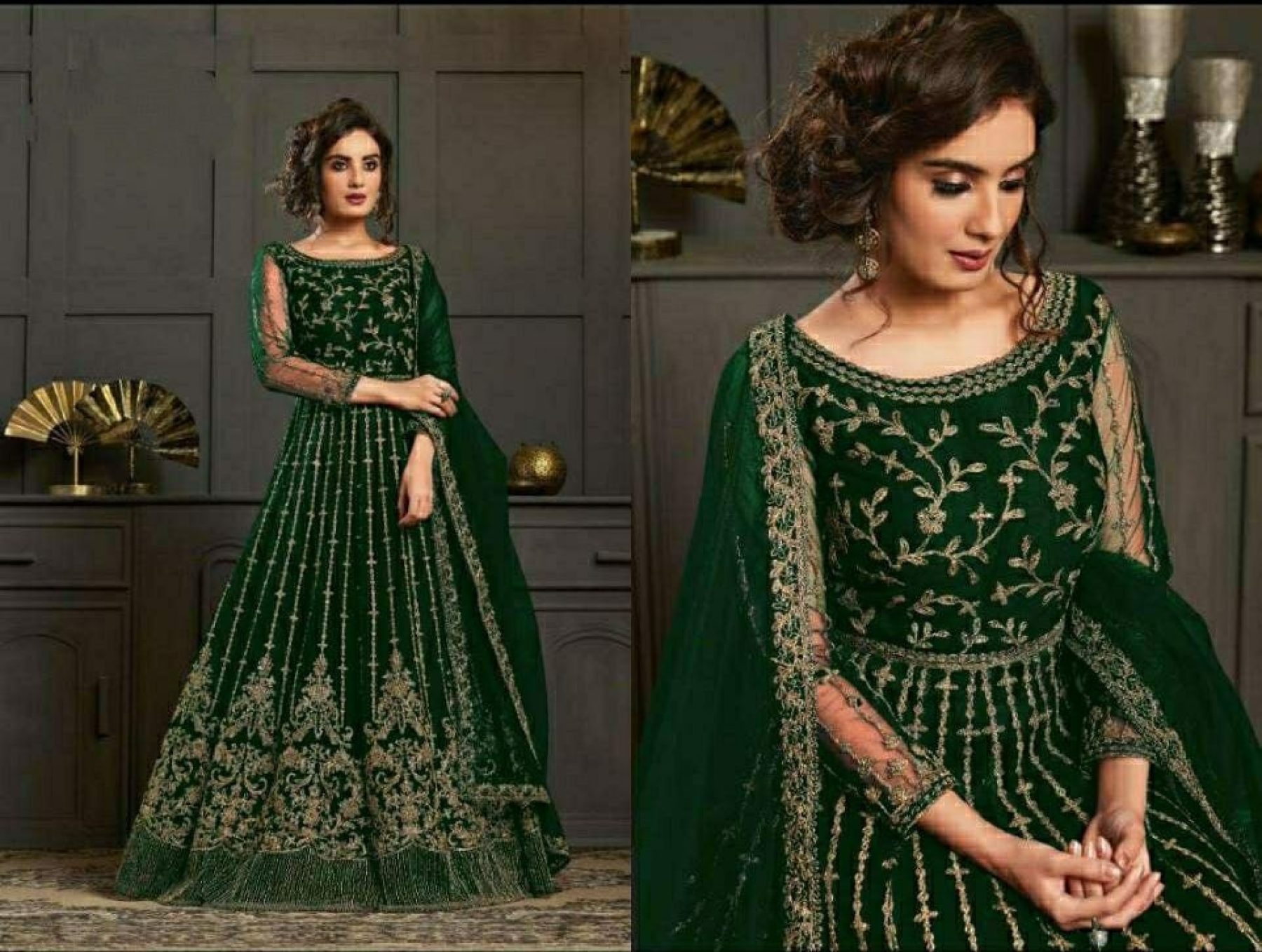 Buy Heavy Butterfly Net with Embroidery Work Anarkali Suit at Rs