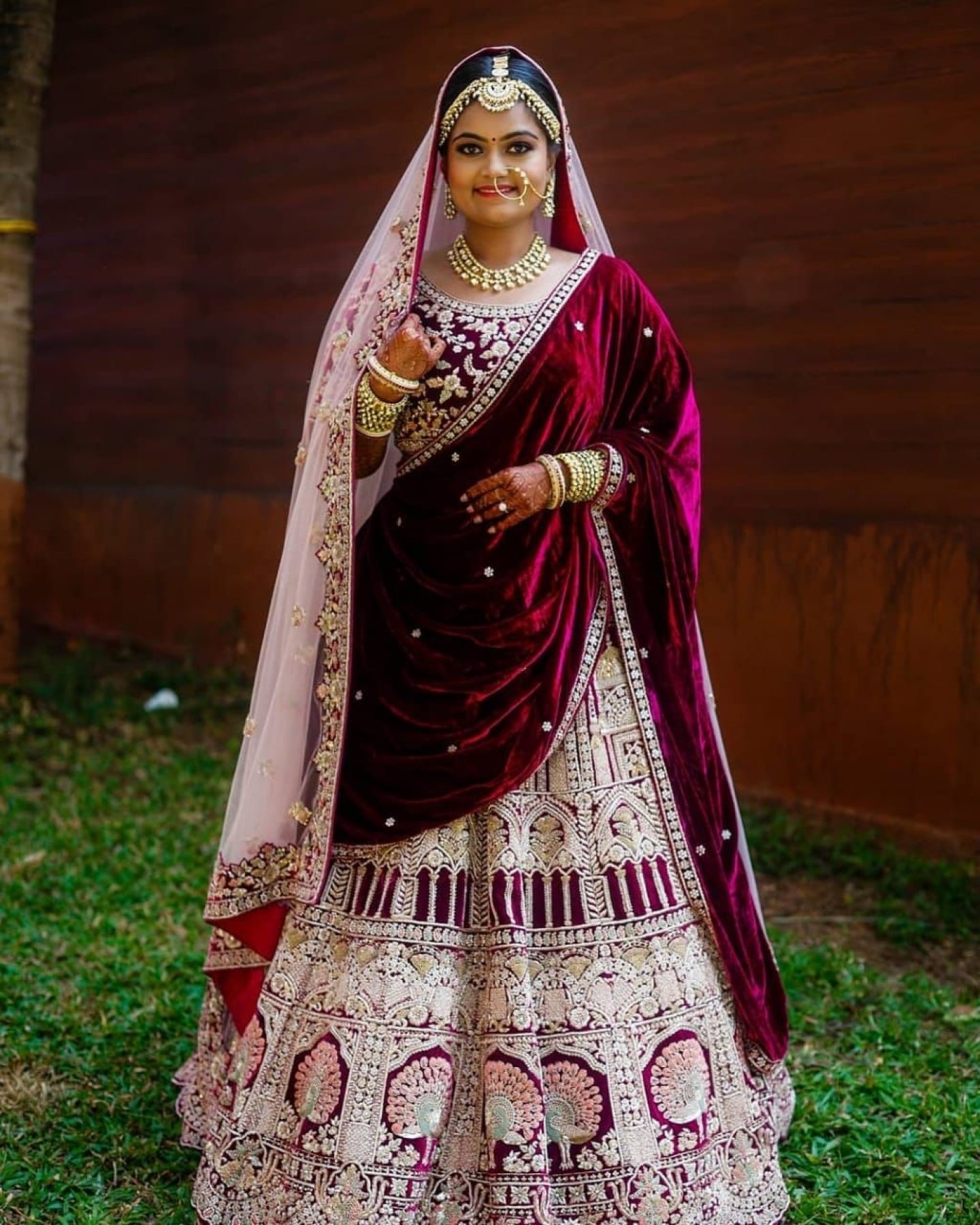 Maroon orders colour wedding lehenga