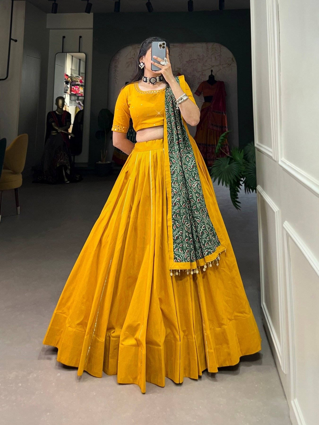 Buy Plain With Gota Patti Pure Cotton Navratri Lehenga Choli at Rs. 33.33 online from Royal Export Navratri Lehnega Choli RE4194