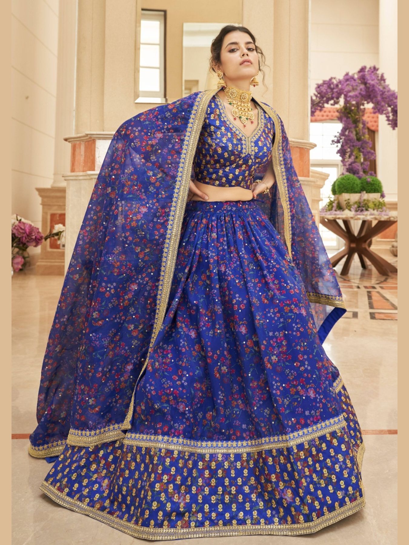 Buy Graceful Navy Blue Zari Work Banglory Silk Bridal Lehenga Choli from Designer  Lehenga Choli