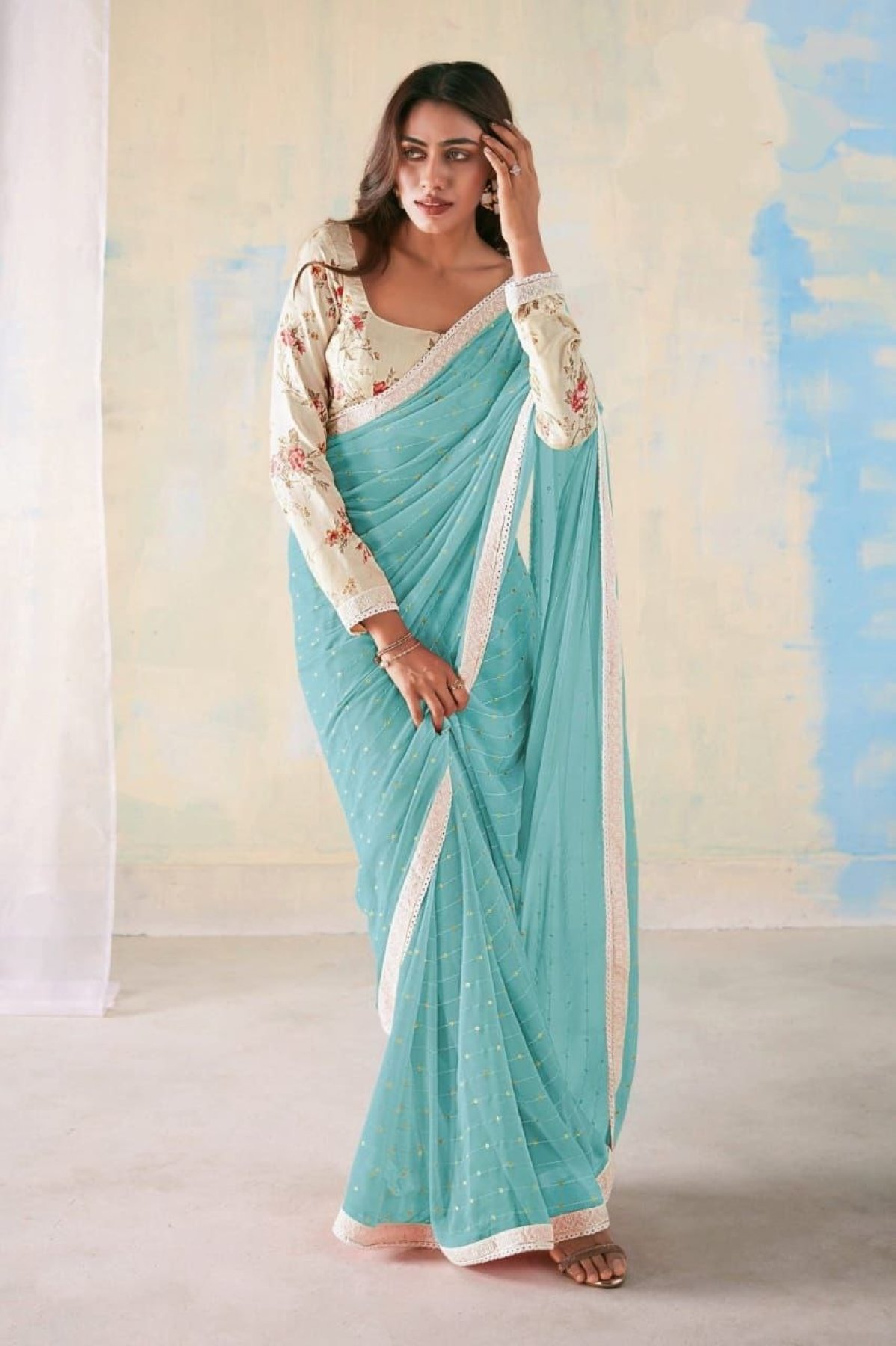 contrast blouse designs | Pink silk saree | Latest | Indian | Linen saree |  Plain saree | Blouse designs high neck, Sari blouse designs, Silk saree  blouse designs