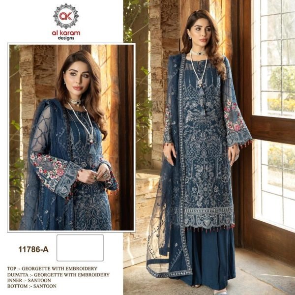 11786 Color By Al Karam Georgette Pakistani Suits Pakistani Suits Wholesale