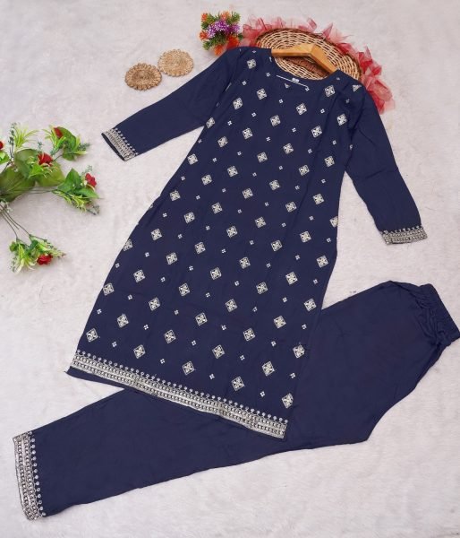 14kg Heavy Rayon Embroidery sequence with Codding kurti pant Kurti With Bottom Wholesale