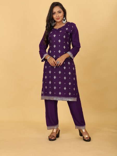14kg Heavy Rayon Embroidery sequence with Codding kurti pant Kurti With Bottom Wholesale