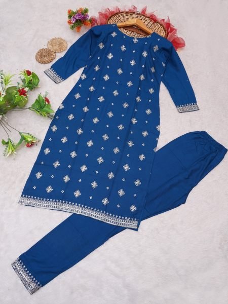 14kg Heavy Rayon Embroidery sequence with Codding kurti pant Kurti With Bottom Wholesale