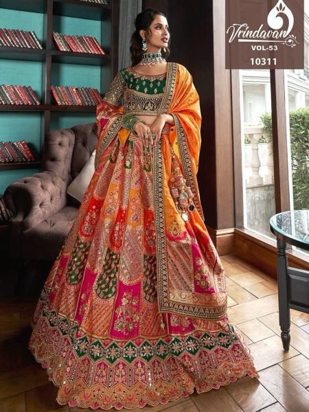 2025 Indian Designer Bridal Lehenga Choli in Rich Banarasi Silk Perfect for Weddings 