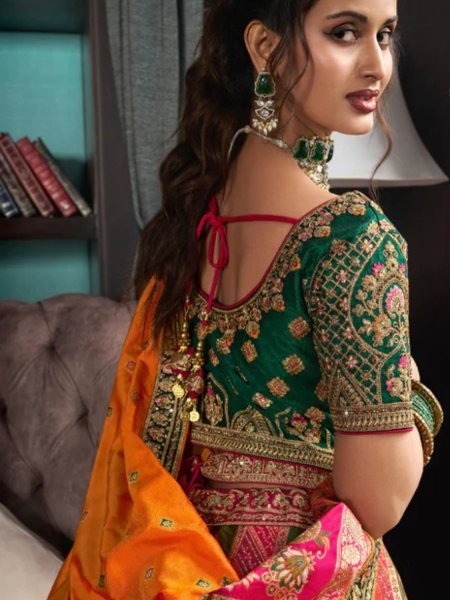 2025 Indian Designer Bridal Lehenga Choli in Rich Banarasi Silk Perfect for Weddings Bridal Lehenga Choli