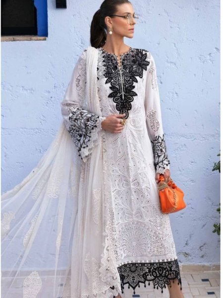 3 Piece Unstitched Embroidered Paper Cotton Suit 