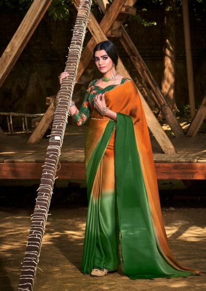 3d Valvet Chiffon With Sequence Blouse Saree Pure Chiffon Sarees Wholesale