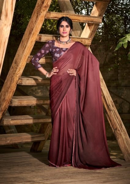 3d Valvet Chiffon With Sequence Blouse Saree Pure Chiffon Sarees Wholesale