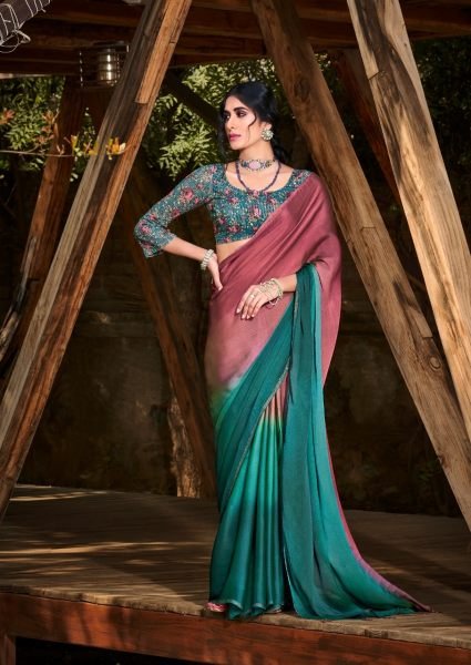 3d Valvet Chiffon With Sequence Blouse Saree Pure Chiffon Sarees Wholesale