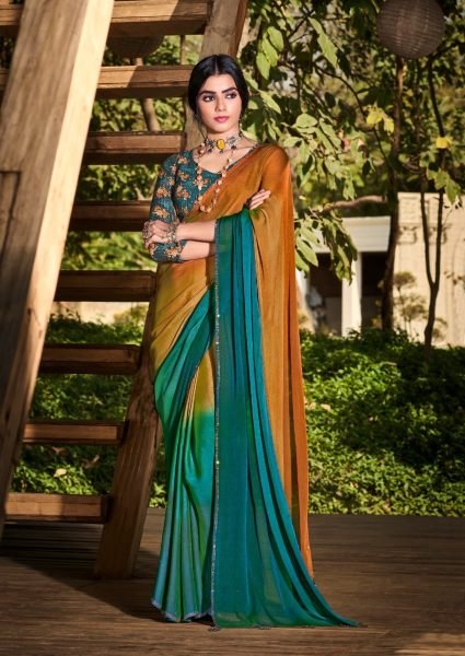 3d Valvet Chiffon With Sequence Blouse Saree Pure Chiffon Sarees Wholesale