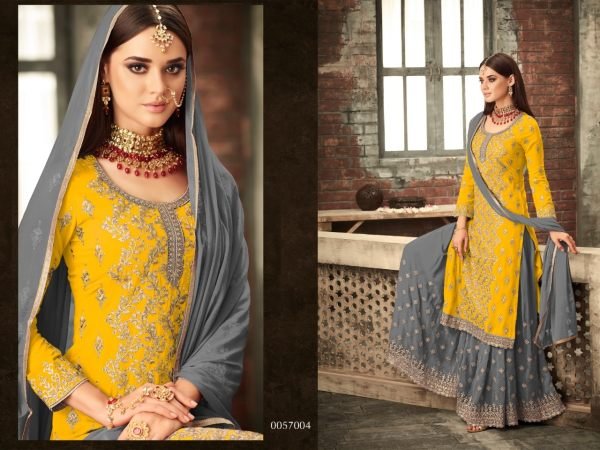 57004 BEAUTIFUL GEORGETTE SALWAR SUIT  Designer Plazzo Salwar Suits Wholesale