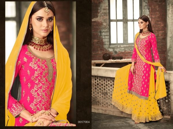 57004 BEAUTIFUL GEORGETTE SALWAR SUIT  Designer Plazzo Salwar Suits Wholesale