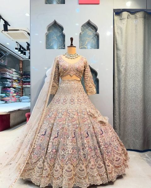 A New Color, A New Vibe! Flaunt this 4-meter flared sequins work lehenga and steal the spotlight. Designer Lehenga Choli