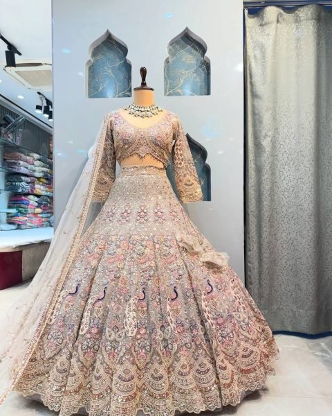 A New Color, A New Vibe! Flaunt this 4-meter flared sequins work lehenga and steal the spotlight. Designer Lehenga Choli