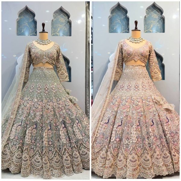 A New Color, A New Vibe! Flaunt this 4-meter flared sequins work lehenga and steal the spotlight. Designer Lehenga Choli