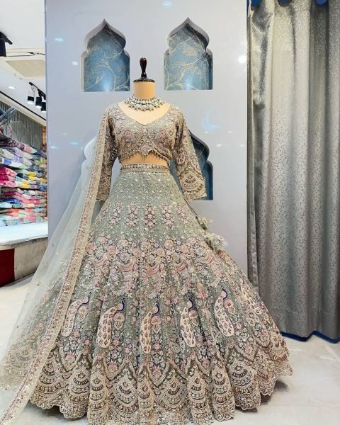 A New Color, A New Vibe! Flaunt this 4-meter flared sequins work lehenga and steal the spotlight. Designer Lehenga Choli