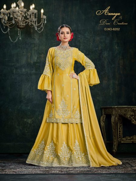 AANAYA VOL-162  Chinon Sharara Suit Collection  Designer Plazzo Salwar Suits Wholesale