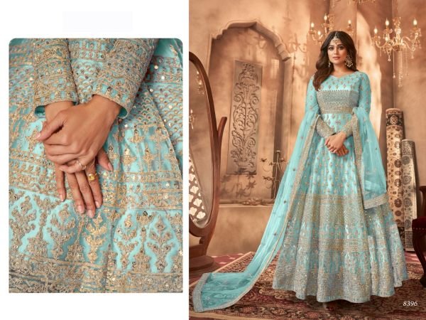 Aashirwad 8396 Net with Sequence Coding Embroidery Anarkali Suit Anarakali Gown Wholesale