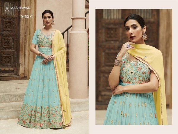 Aashirwad 9450  Georgette With Embroidery Work Anarkali Gown Anarakali Gown Wholesale
