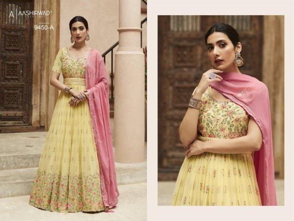 Aashirwad 9450  Georgette With Embroidery Work Anarkali Gown Anarakali Gown Wholesale