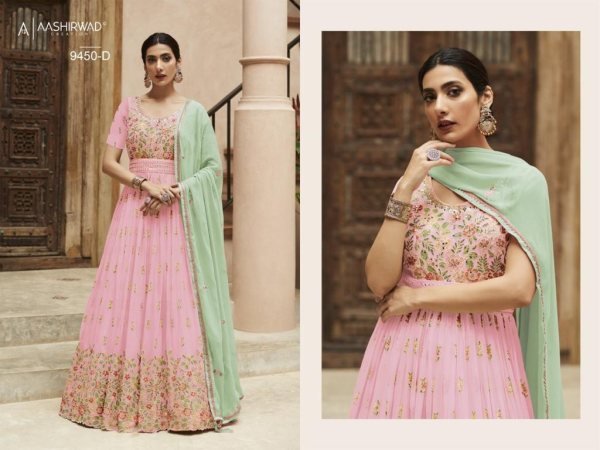Aashirwad 9450  Georgette With Embroidery Work Anarkali Gown Anarakali Gown Wholesale