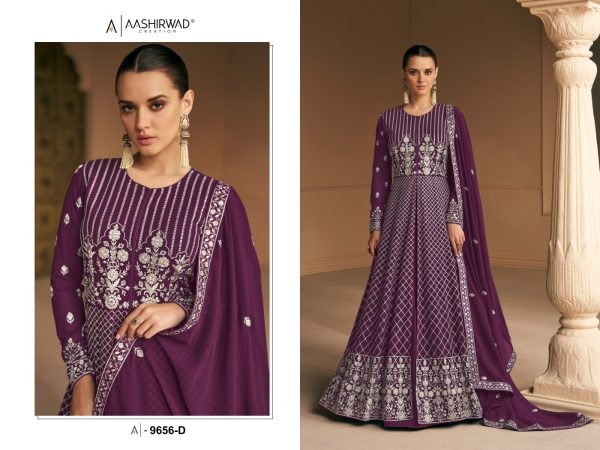 Aashirwad 9656 Heavy Fox Georgette With Embroidery Sequences Work With Choli Back Side Work Long Anarkali  Anarakali Gown Wholesale