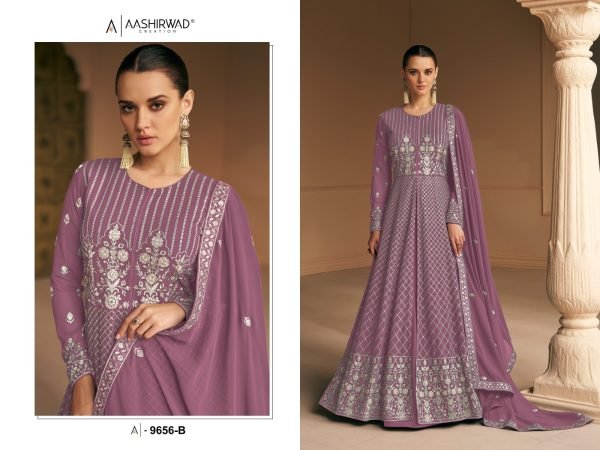 Aashirwad 9656 Heavy Fox Georgette With Embroidery Sequences Work With Choli Back Side Work Long Anarkali  Anarakali Gown Wholesale