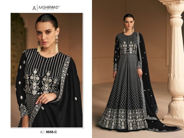 Aashirwad 9656 Heavy Fox Georgette With Embroidery Sequences Work With Choli Back Side Work Long Anarkali  Anarakali Gown Wholesale