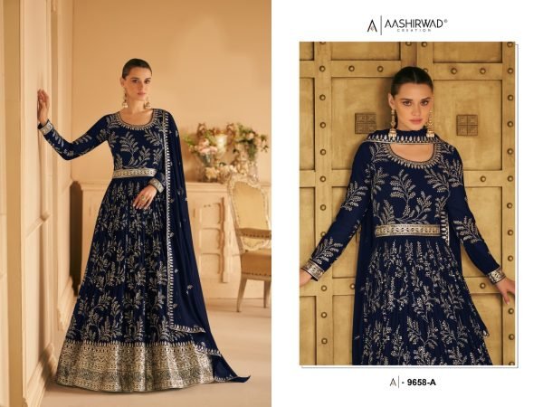 AASHIRWAD   9658 Heavy Georgette Embrodery With Sequncse Anarkali Collection  Anarakali Gown Wholesale