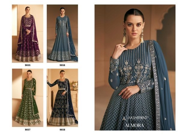Aashirwad Almora Real Georgette With Embrodery Long Anarkali Gown  Anarakali Gown Wholesale