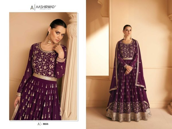Aashirwad Almora Real Georgette With Embrodery Long Anarkali Gown  Anarakali Gown Wholesale