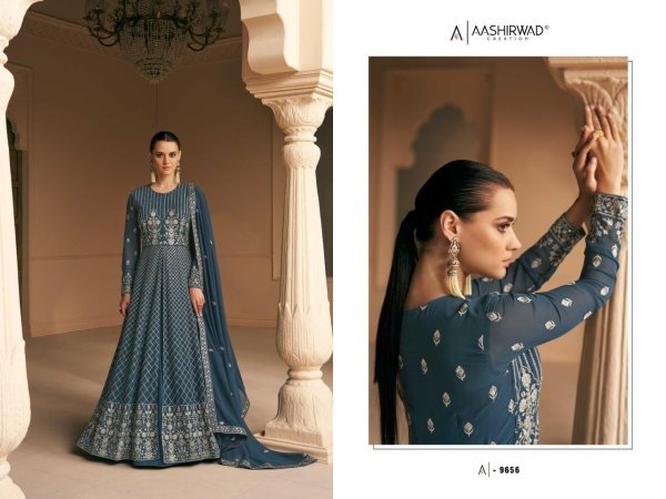 Aashirwad Almora Real Georgette With Embrodery Long Anarkali Gown  Anarakali Gown Wholesale