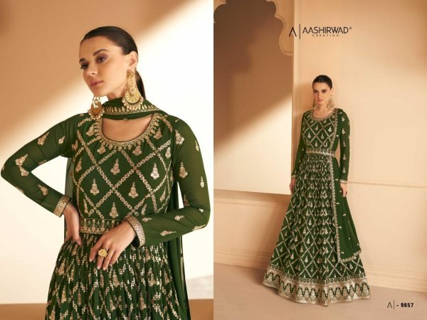 Aashirwad Almora Real Georgette With Embrodery Long Anarkali Gown  Anarakali Gown Wholesale