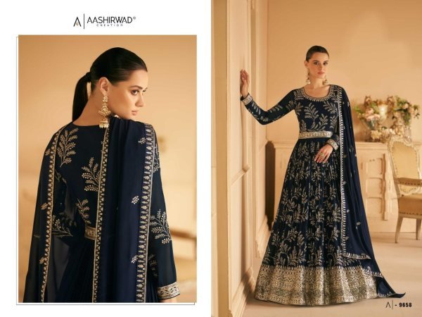 Aashirwad Almora Real Georgette With Embrodery Long Anarkali Gown  Anarakali Gown Wholesale