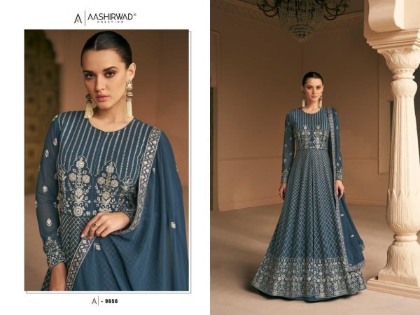 Aashirwad Almora Real Georgette With Embrodery Long Anarkali Gown  Anarakali Gown Wholesale