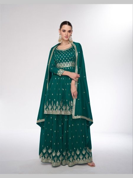 Aashirwad Creation Rani Pink Silk Plazzo Suits Collection  Designer Plazzo Salwar Suits Wholesale