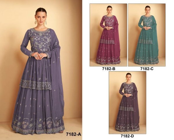  Aashirwad Gulkayra 7182 Heavy Fox Georgette With Embroidery Sequences Work Suit Designer Plazzo Salwar Suits Wholesale