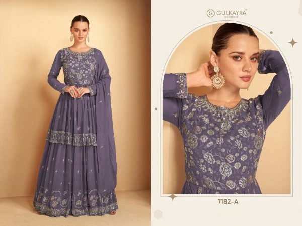  Aashirwad Gulkayra 7182 Heavy Fox Georgette With Embroidery Sequences Work Suit Designer Plazzo Salwar Suits Wholesale