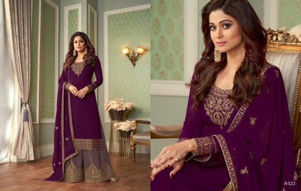 Aashirwad heavy Fox Georgette With Chainstich Embroidery work Plazzo Suit Designer Plazzo Salwar Suits Wholesale
