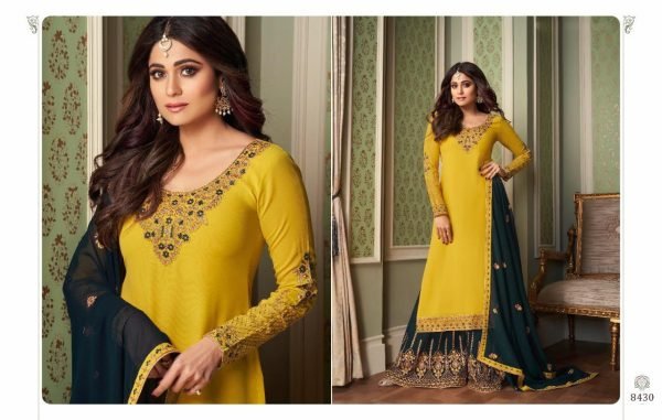 Aashirwad heavy Fox Georgette With Chainstich Embroidery work Plazzo Suit Designer Plazzo Salwar Suits Wholesale