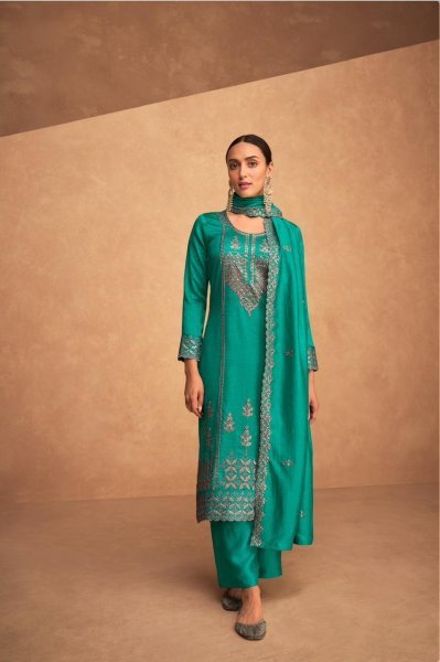 Aashirwad Kashida Premium Silk plazzo Sut  Designer Plazzo Salwar Suits Wholesale