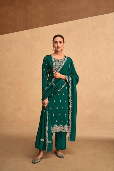 Aashirwad Kashida Premium Silk plazzo Sut  Designer Plazzo Salwar Suits Wholesale