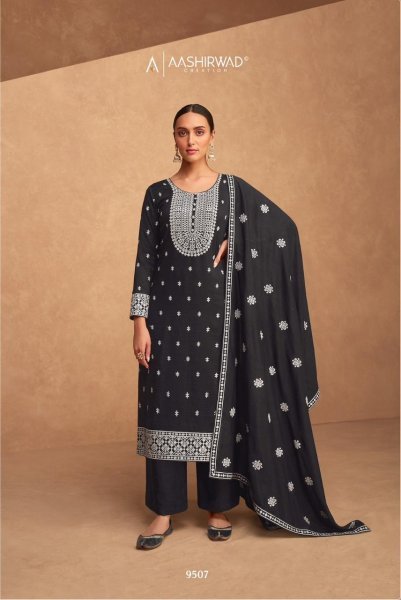 Aashirwad Kashida Premium Silk plazzo Sut  Designer Plazzo Salwar Suits Wholesale