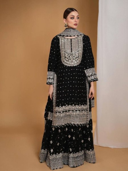 Adorable Black Georgette Lehenga Choli  With Embroidery Work  Lehenga