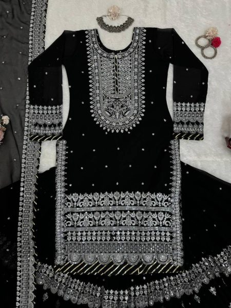 Adorable Black Georgette Lehenga Choli  With Embroidery Work Designer Lehenga Choli