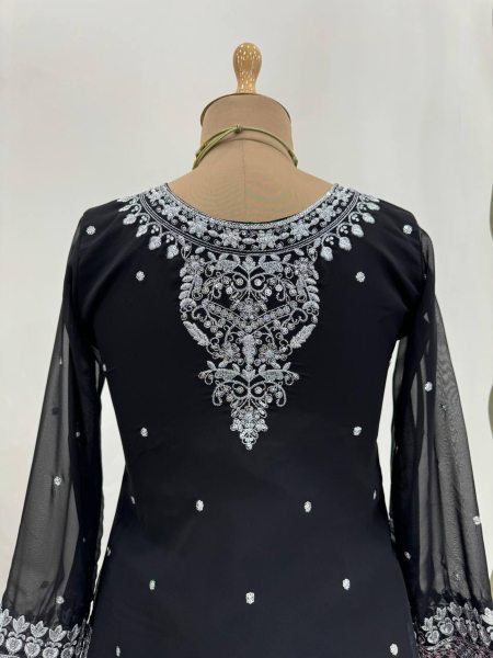 Adorable Black Georgette Lehenga Choli  With Embroidery Work Designer Lehenga Choli