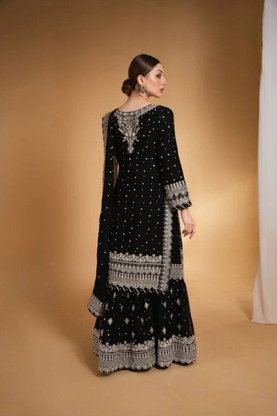 Adorable Black Georgette Lehenga Choli  With Embroidery Work Designer Lehenga Choli